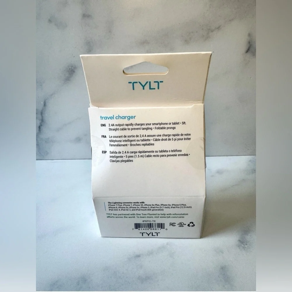 TYLT High-Speed Wall iPhone Charger w/ Built-In Lightning Cable – New Sealed